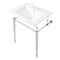 Kingston Brass 24Inch Console Sink with Brass Legs 4Inch, 3 Hole, WhitePolished Chrome KVPB24187W4CP - alternate 1